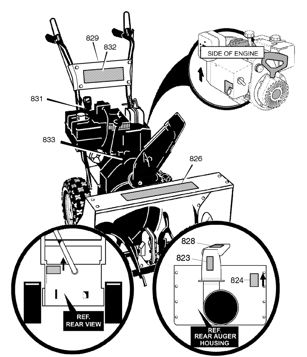 Decals Diagram and Parts List for C950-52409-0 2004 Briggs and Stratton Snow Blower